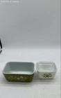 Pyrex Spring Blossom Green Refrigerator Dish Set 503 1.5 Qt & 501 3 Pc Vintage