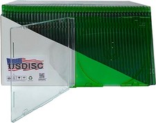 USDISC CD Jewel Cases Slimline 5.2mm, Clear Green, Pack of 100