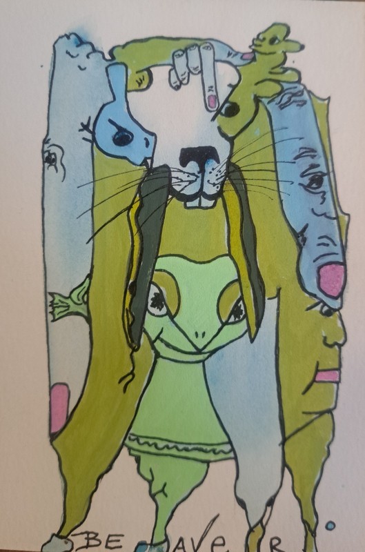  Surrealistic Abstract Original Paintings By Beaver  "Point To The Dog"