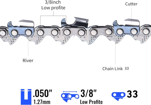 3PC 8" Pole Saw Chain Replacement for 9.5 in. Harbor Freight Portland 62896 6886 - Picture 2 of 12