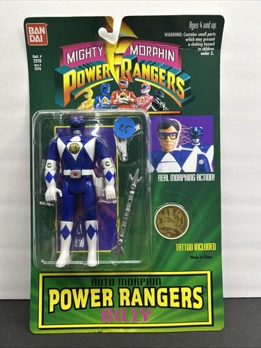 VINTAGE 1994 Bandai Auto Mighty Morphin Power Rangers BLUE Ranger BILLY Figure