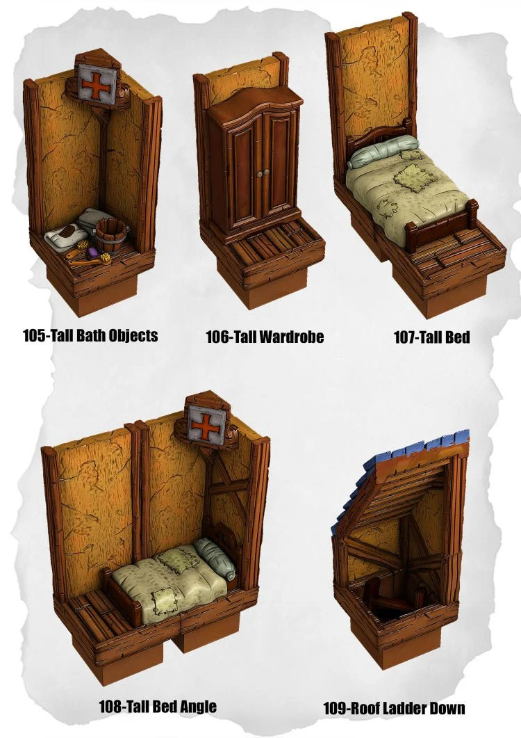 Town Tiles Furniture| Bath| Bed and Ladder Pack (MT1 105 to MT1 109)