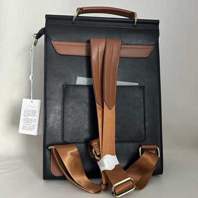 Cnoles & Design Womens Satchel Backpack Black Brown Faux Leather Convertible Bag