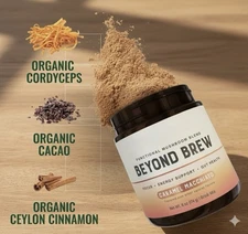 CARAMEL FLAVOR Beyond Brew Mushroom Coffee 7-in-1 Cacao Energy/focus/Gut/Mental!
