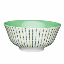 Kitchen Craft Large Glazed Ceramic Bowl - Blue and Lime Dash