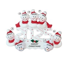 Personalized 2025 Snowman Family of 7 Christmas Ornament