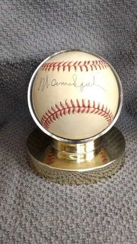 Warren Spahn Autographed Baseball with Display Stand Original Signed Ball