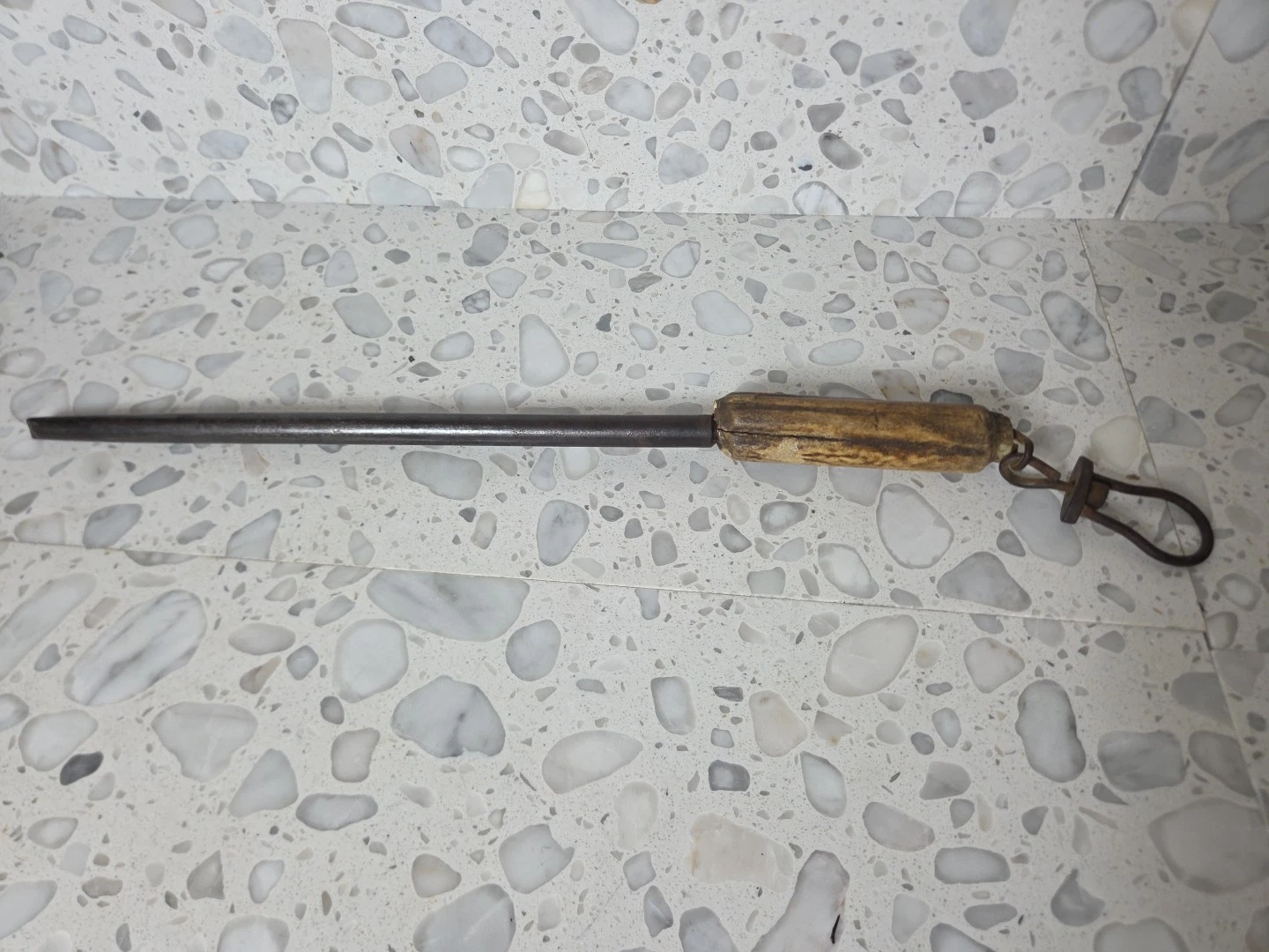 Antique I. Wilson Sheffield England Knife Steel Hone Rod W/ Antler Handle
