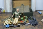 Vintage 1964 GI Joe Figure with Footlocker Gear Clothes Mixed  Accessories 12"
