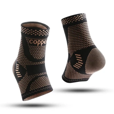 Copper Ankle Support Compression Strap Achilles Tendon Brace Sprain Sports
