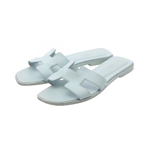 Sandale HERMÈS Oasis Mule En Denim Et Cuir Bleu - Taille 36, Occasion Excellent état