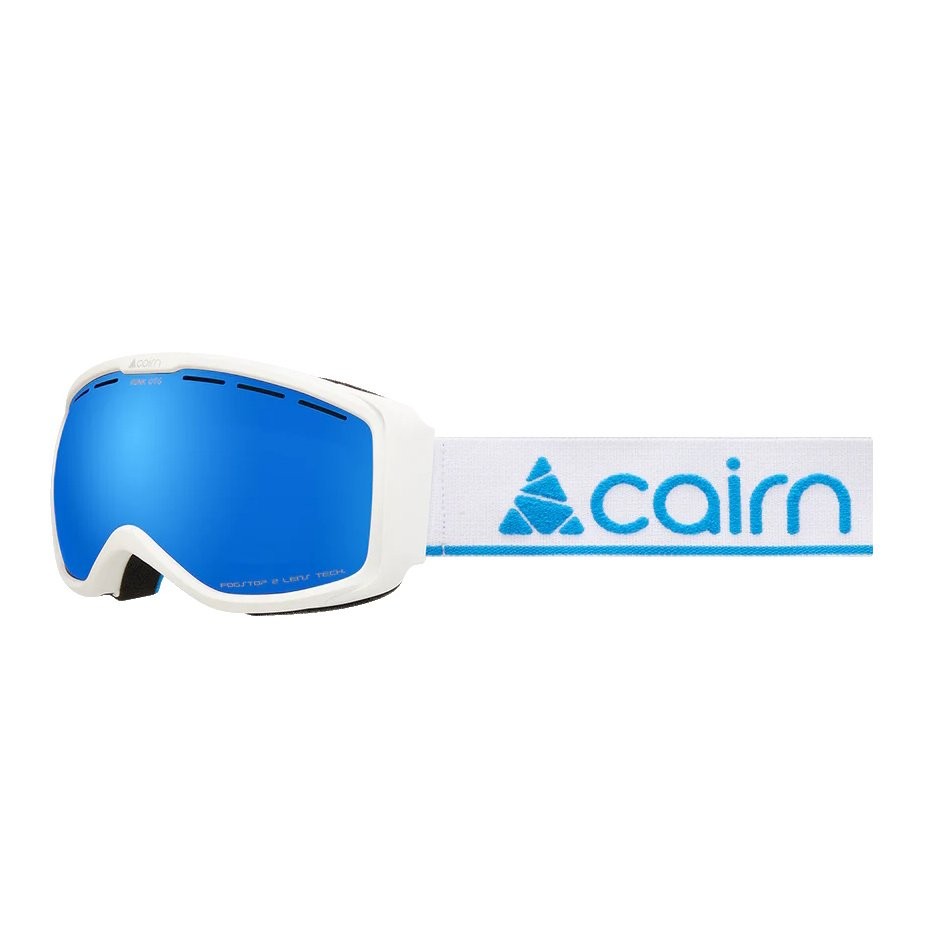 Masque ski junior Cairn Funk OTG blanc et bleu : écran SPX3 antibuée pour temps ensoleillé