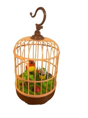 Zephyr Knight Chirping Birds in Cage Decor Toy Parrot Animatronic WORKS