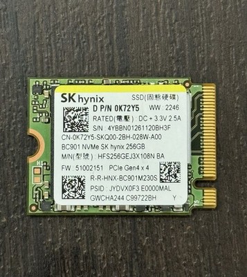 LOT OF 10 - SK Hynix BC901 NVMe 256GB M.2 Gen4 x4 SSD PCIe 0K72Y5