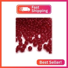 The Crafts Outlet 200pc Faceted Plastic Transparent Beads Round 6mm Raspberry Re