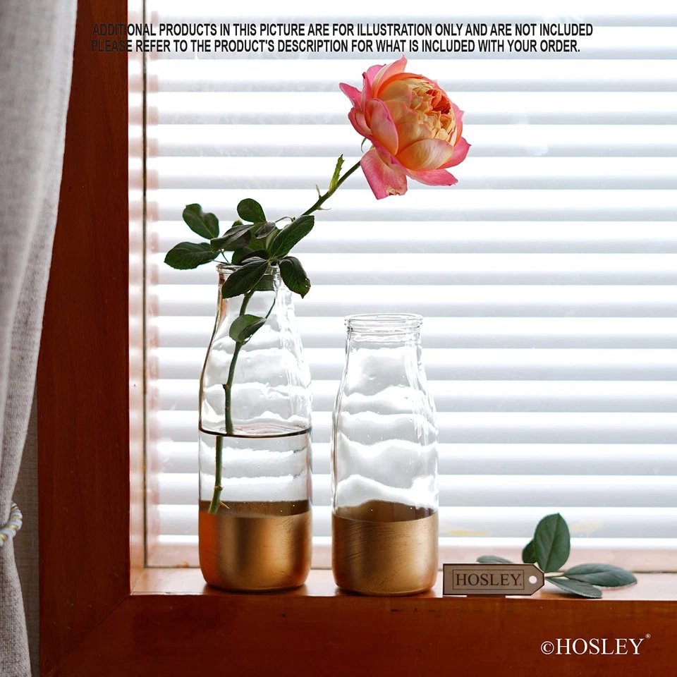 Набор Hosley из 6 шт., большая стеклянная ваза для цветов, прозрачные и золотые вазы оптом. - Изображение 3 из 3