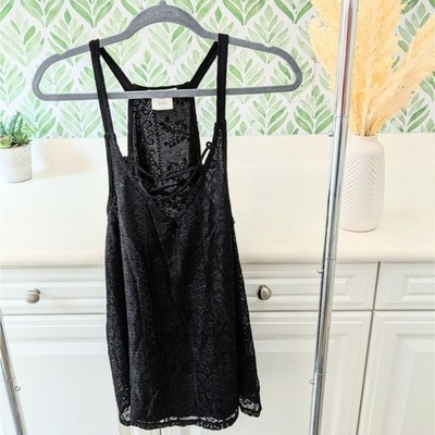 Love on a Hanger Plus Size Black Lace Tank Top Flowy 1X Summer Versatile