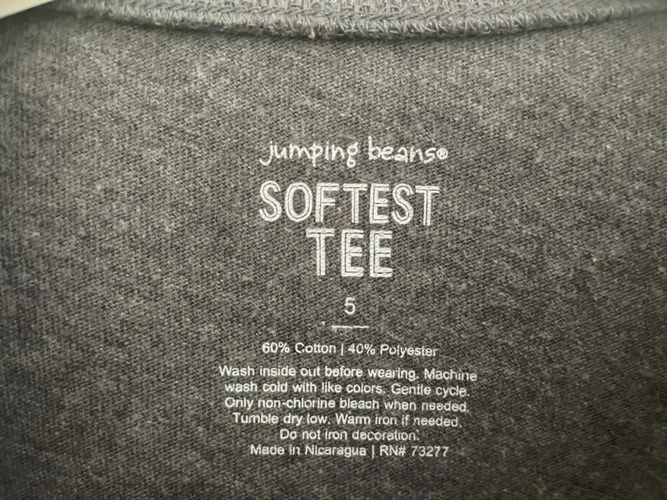 Camiseta Jumping Beans Más Suave Niños Niños T-Rex Dinosaurio Algodón Cuello Redondo Camisa Gris 5 Foto 2 de 4