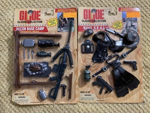 Vintage 1997 G.I. Joe Classic -Navy S.E.A.L. + Recon Base Camp Mission Gear Sets