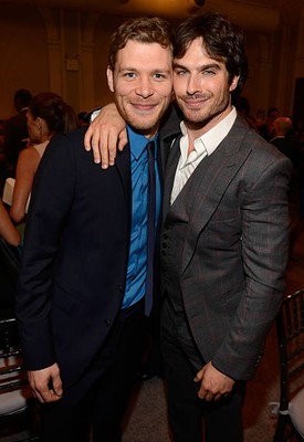 Joseph Morgan Ian Somerhalder backstage at the CW Network's 2013 U- Old Photo 2