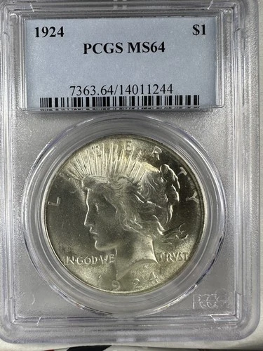1924 Peace Silver Dollar PCGS MS64 Great Luster Great Eye Appeal