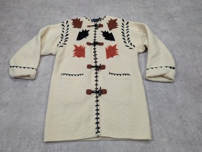 Vintage IB Diffusion Strickjacke Damen S creme Mohair Wolle Herbst Blatt Strick 90er 1993