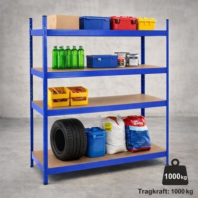 Steckregal Lagerregal Weitspannregal 180x160x60 cm Schwerlastregal verzinkt blau