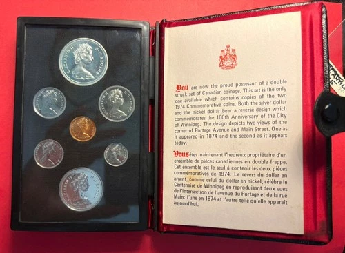Royal Canadian Mint 1974 Double Dollar Proof 7 Coin Set .500 Silver Winnipeg $1