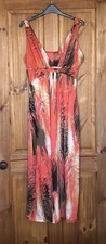 Orange brown crossover stretchy maxi dress 10 12
