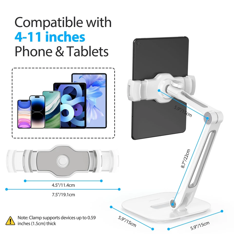 iPad Stand Holder, Multi-Angle Adjustable Tablet Stand, 360° Swivel Tablets S... - Image 3 of 4