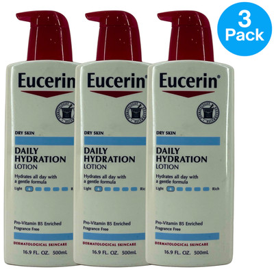 Eucerin Daily Hydration Body Lotion Fragrance Free 16.9 oz 3 Pack New
