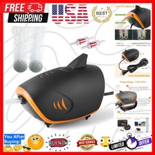 4W 110GPH Powerful Aquarium Air Pump: Quiet 2-outlets Aquarium Aerator, Adjus...