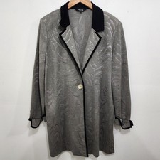 MISOOK Jacket Taupe Black One-button Knit Cardigan Blazer Long Sleeve Textured L