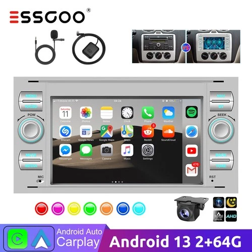 For Ford Focus S-Max Transit MK7 Android 14 2+64G Carplay Car Stereo GPS SAT NAV Cam