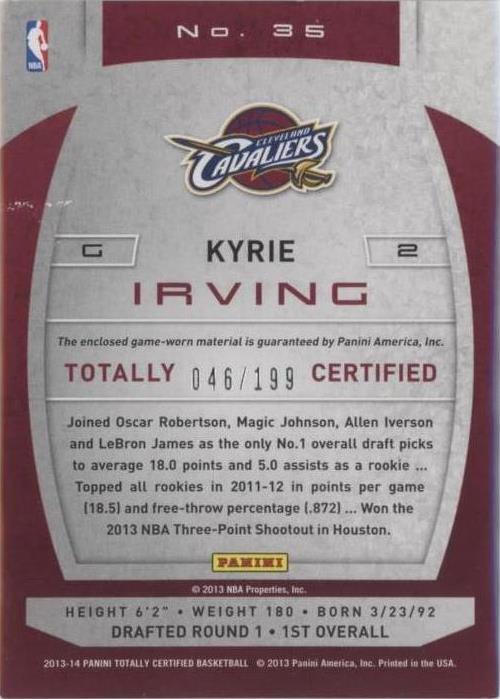 NBA カード Kyrie Irving 直筆サイン 35枚限定 Kyrie Irving 2013-14