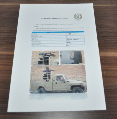 Camioneta camioneta pickup Gatling de cuatro cañones de 12,7 mm folleto folleto Irán - Imagen 1 de 1