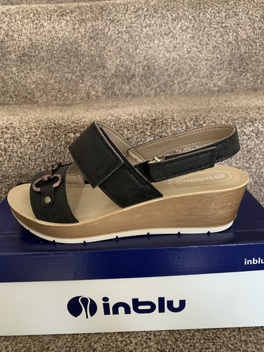 Inblu Womens Wedge Sandals RN000022 UK Size 5, 6 & 7- Colour Black - NWB - Picture 5 of 10