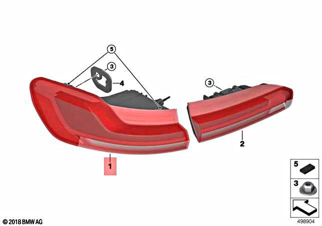 Genuine BMW X4 M G02 X4 30iX Rear light in the side panel Right 