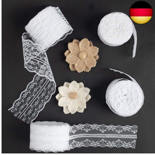 40M Spitzenbordüre Spitzenband, 4 Rolls Weiß Vintage Band 2 Spitzen-Blumen für H - Bild 3 von 8
