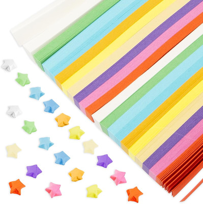 1080 Stück Origami Sterne Papier, DIY Handgemachte Bunt Origami Sterne, Glücksst