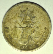 mw20682 Mexico;  Silver 50 Centavos 1875 Go S  Guanajuato Mint  KM#407.4