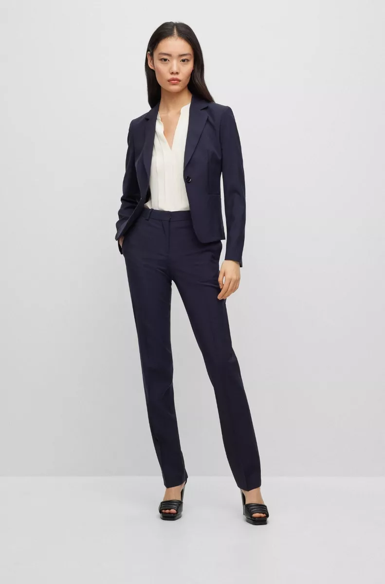 BOSS - Slim-fit trousers in stretch virgin wool