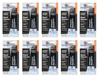 Permatex Set of 10 Black Silicone Adhesive Sealants Waterproof -75F to 450F