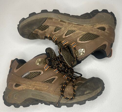 Merrell Yourh Moab 2 Hiking Boots Outdoors Youth Boys Size 3.5M Leather Lace-Up