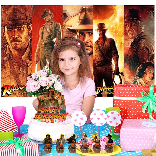 Indiana Jones Birthday Party Supplies Set Balloons Cake Toppers Backdrop - Picture 6 of 7