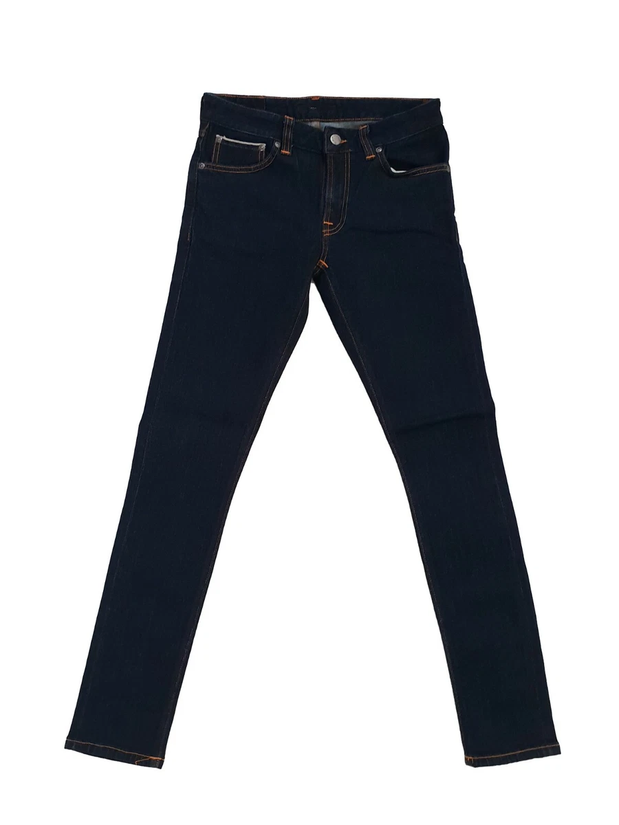 NUDIE JEANS MAN SKINNY LIN RINSE SELVAGE STR Size W28 L30 with defect
