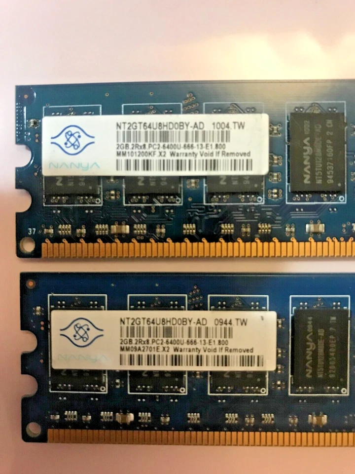 4GB - 2x 2GB Nanya Desktop Memory RAM NT2GT64U8HD0BY-AD - Image 2 of 2
