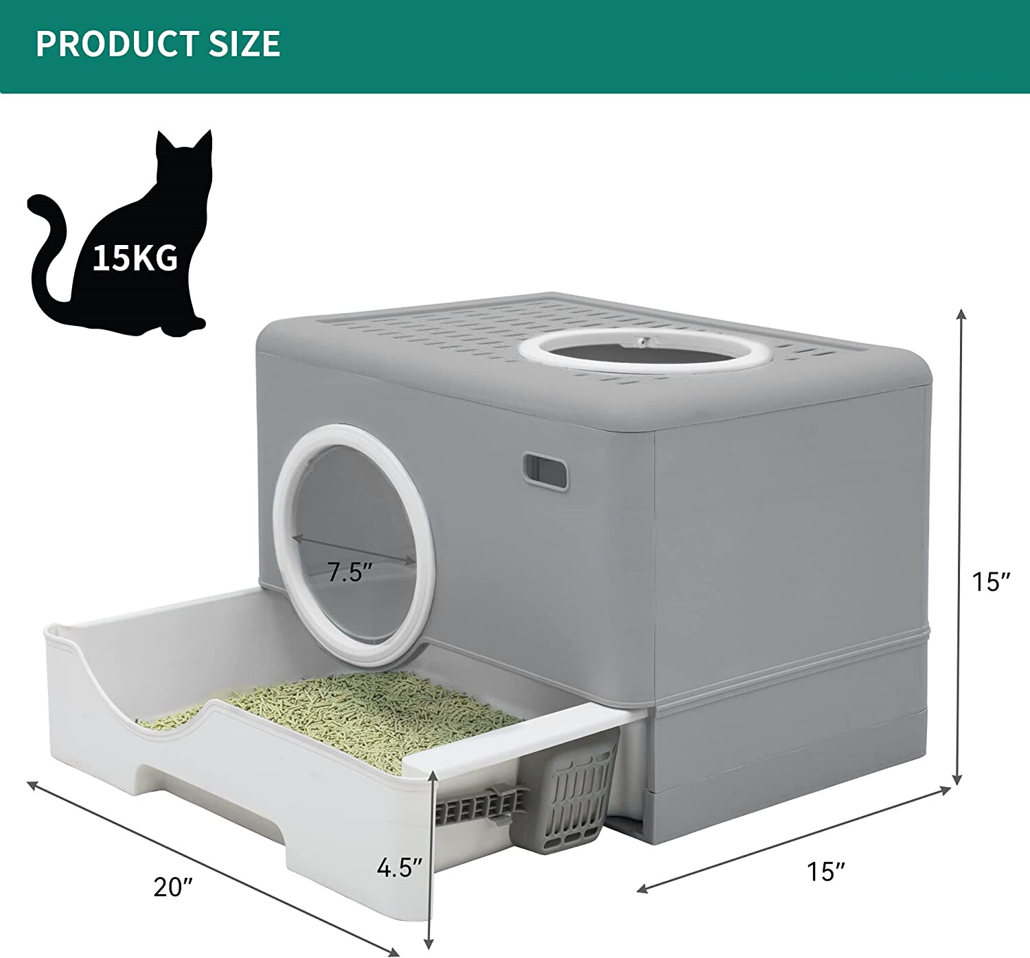 Large Enclosed Cat Litter Box w/ Lid Cover cat Odorless AntiSplashing