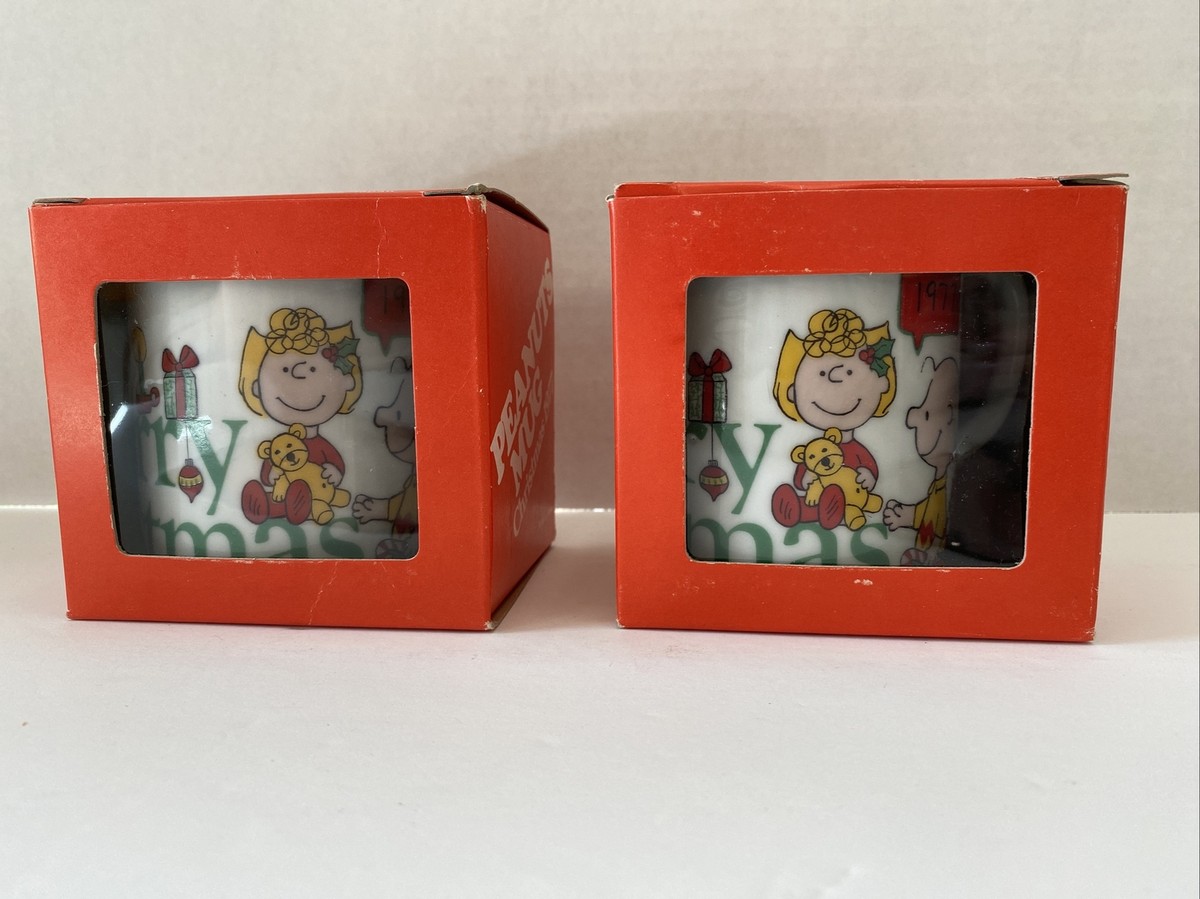 2) Peanuts Mug Christmas 1977 NIB Snoopy Charlie Brown Woodstock Lucy Sally  | eBay