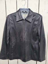 Leather Jacket Jacqueline Ferrari Genuine Black Women’s Coat Size M